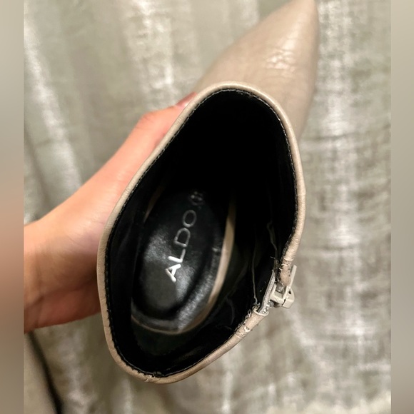 NWT ALDO Silver, Grey textured Leather stiletto booties - Picture 6 of 10